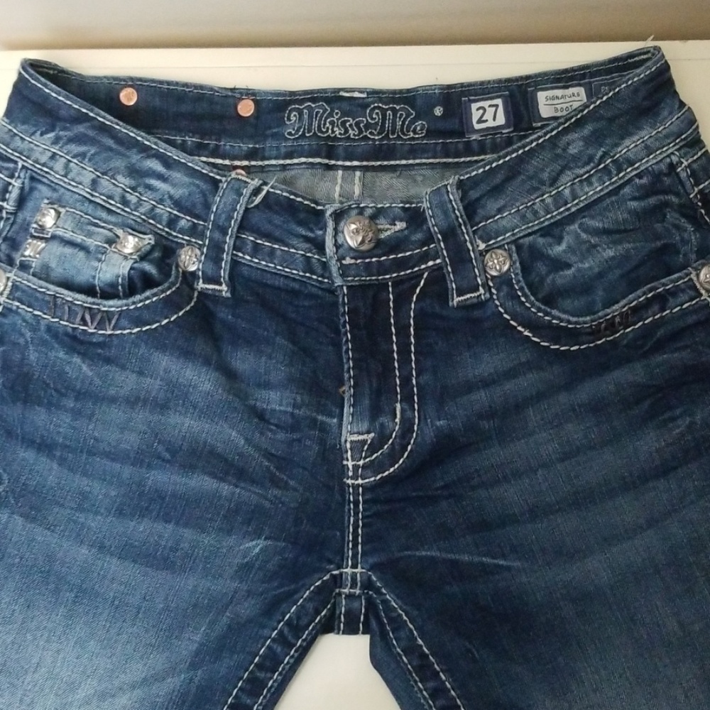 Perfect MissMe Jeans, Angel Wings, 27x30½ hemmed - Picture 3 of 7